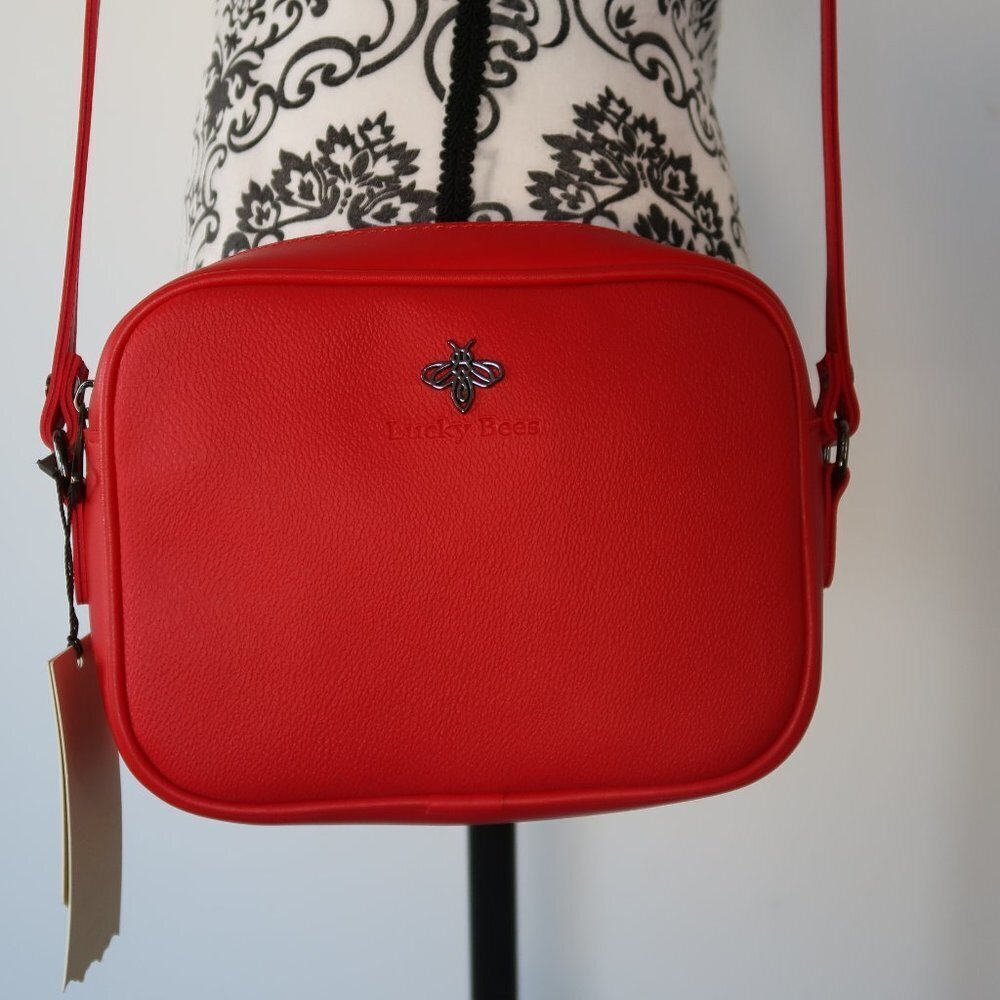 Lucky Bees Red Crossbody Handbag